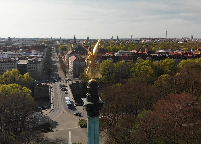 Angel of Peace Friedensengel Aerial of Munich with the Angel of Peace... | Stock Video | Pond5 photo