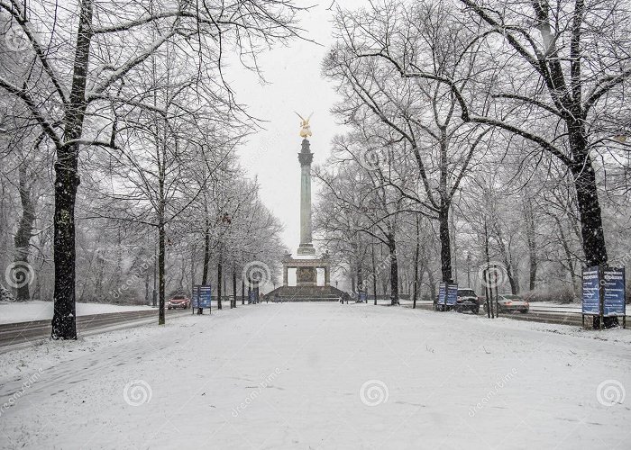 Angel of Peace Friedensengel Munich , Germany - February 17 2018 : the Angel of Peace on the ... photo