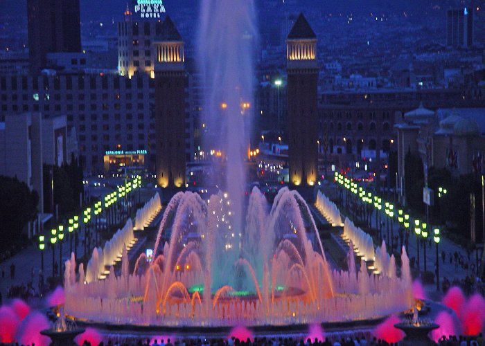 Magic Fountain of Montjuic The magic fountains on Montjuic in Barcelona Spain photo