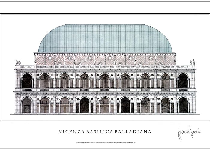 Basilica Palladiana Basilica Palladiana, Vicenza, Large Palladio Print 33x23in, Signed ... photo