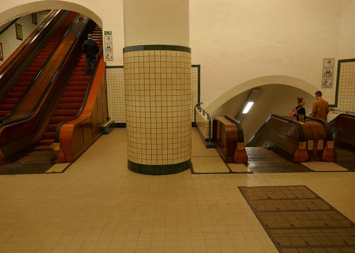 Sint Anna Tunnel These wooden escalators in the st Anna tunnel in Antwerp : r ... photo