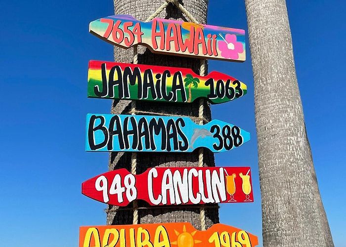 Bora-Bora Beach Directional Signs for Yard, Wood Arrow Sign, Personalized Pool and ... photo