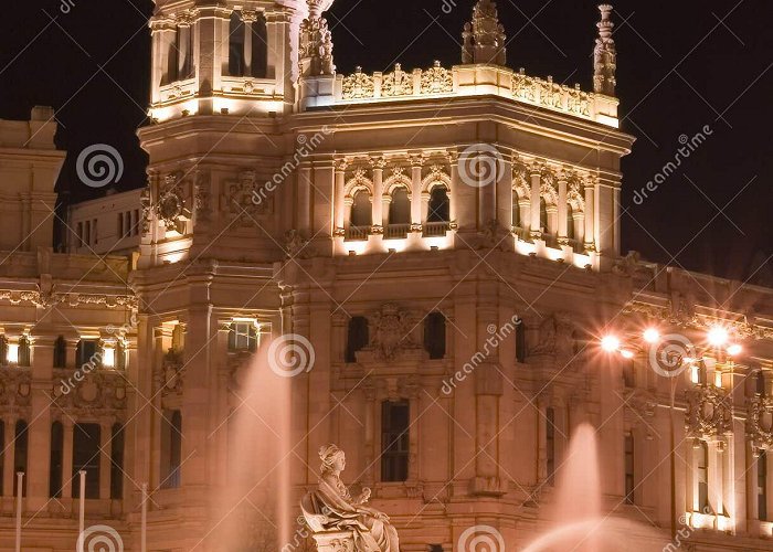 Cibeles Fountain Plaza De Cibeles, Madrid at Night Stock Image - Image of landmark ... photo