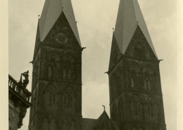 St. Petri Cathedral The two towers of Bremen Cathedral in Germany in 1945 | The ... photo