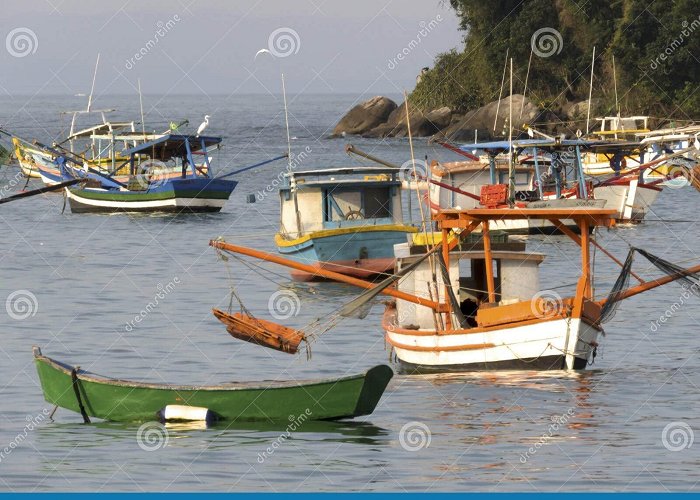 Pereque Beach Fishing Boats on the Beach of Pereque in Guaruja, Brazil Editorial ... photo