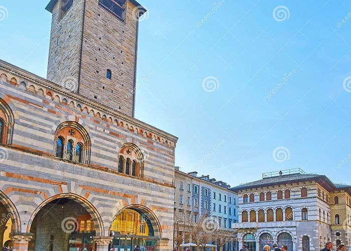 Broletto Arcades and Tower of Broletto Palace, Como, Italy Editorial Photo ... photo