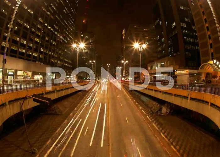 Reboucas Conventions Centre 4K UHD Avenida Paulista night traffic ti... | Stock Video | Pond5 photo