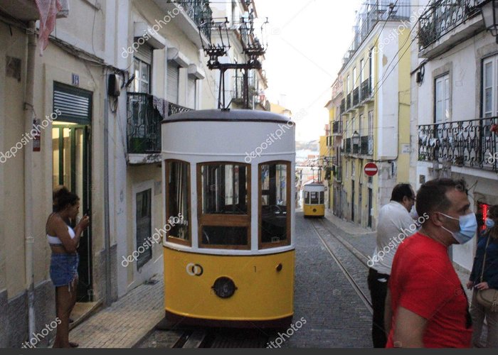 Sao Vicente Cable Car August 2021 Lisbon Portugal View Famous Bica Elevator Owned ... photo