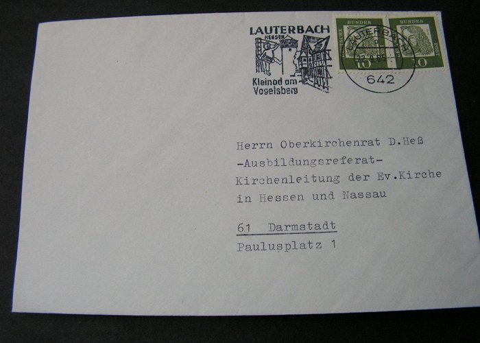 Lauterbach e.V. Covers & Documents - BRD Stempel Lauterbach PLZ 642 1965 auf Brief photo