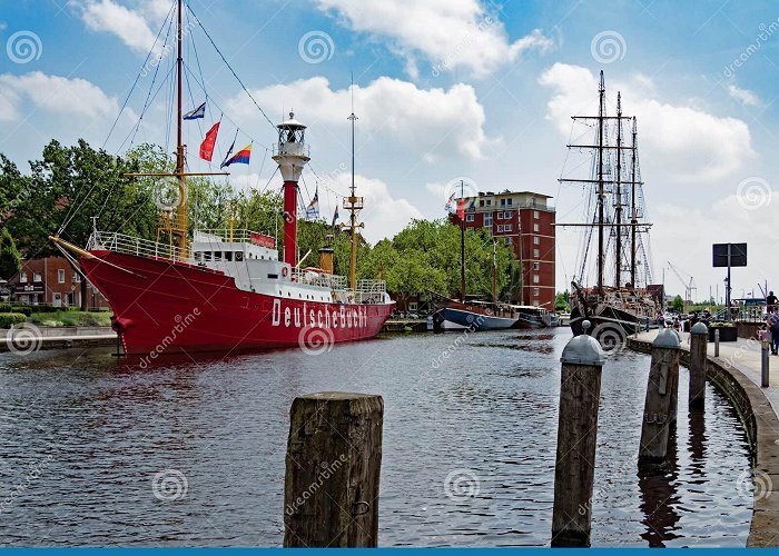Ratsdelft Inland Port Ratsdelft in Emden with the Lightship Amrumsbank ... photo