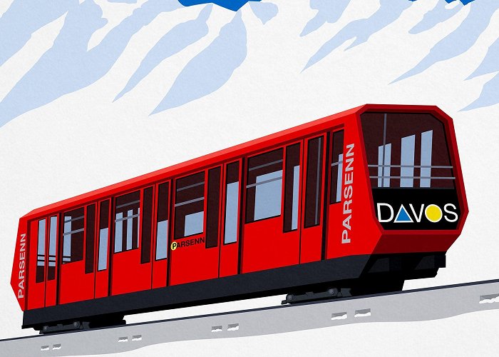 Standseilbahn Davos-Hohenweg Parsennbahn 1 Davos Parsenn Ski Train Poster, Ski Resort Poster, Ski Print ... photo