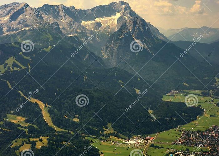 Wank Mountain Beautiful View at Highest Mountain Peak Zugspitze and Alpspix with ... photo