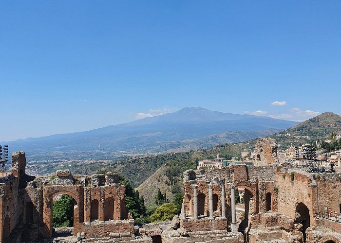 Ancient Theatre of Taormina Taormina ancient theatre with Mount Etna in the background : r ... photo